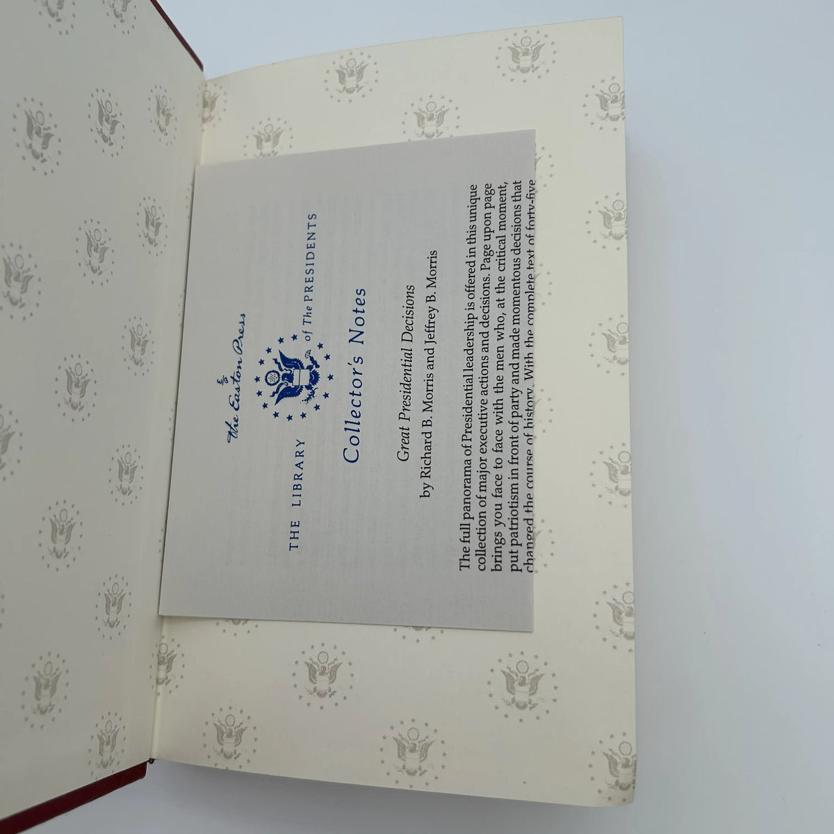 "Great Presidential Decisions" by Richard B. Morris and Jeffrey B. Morris - Leather-bound, gilt-edged Easton Press edition