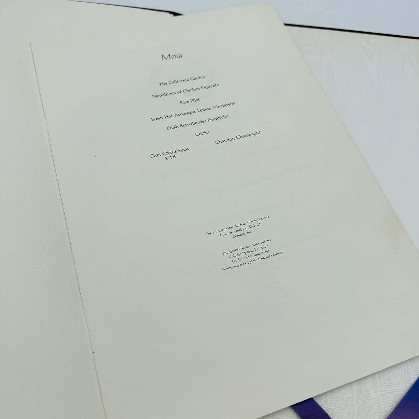 1981 Presidential Inauguration Luncheon Folio with Address of Ronald Reagan — Owned by the White House Curator