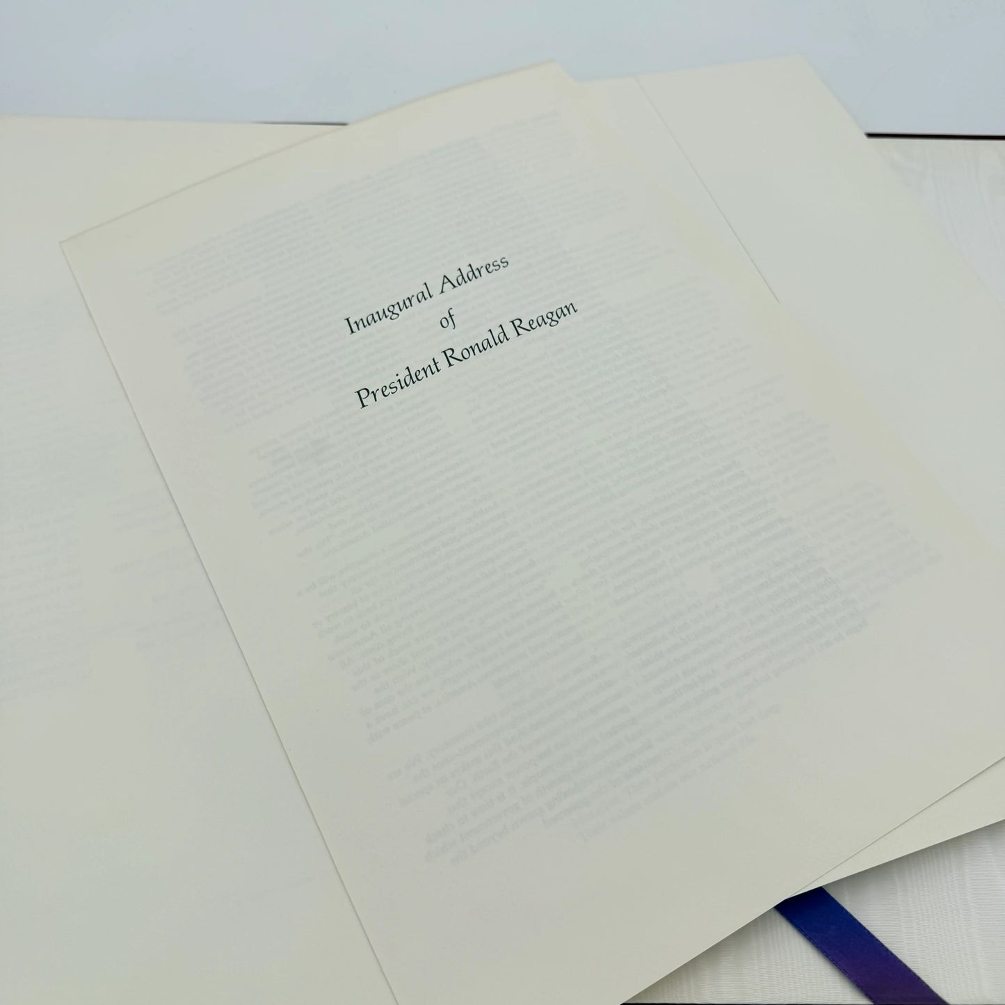 1981 Presidential Inauguration Luncheon Folio with Address of Ronald Reagan — Owned by the White House Curator