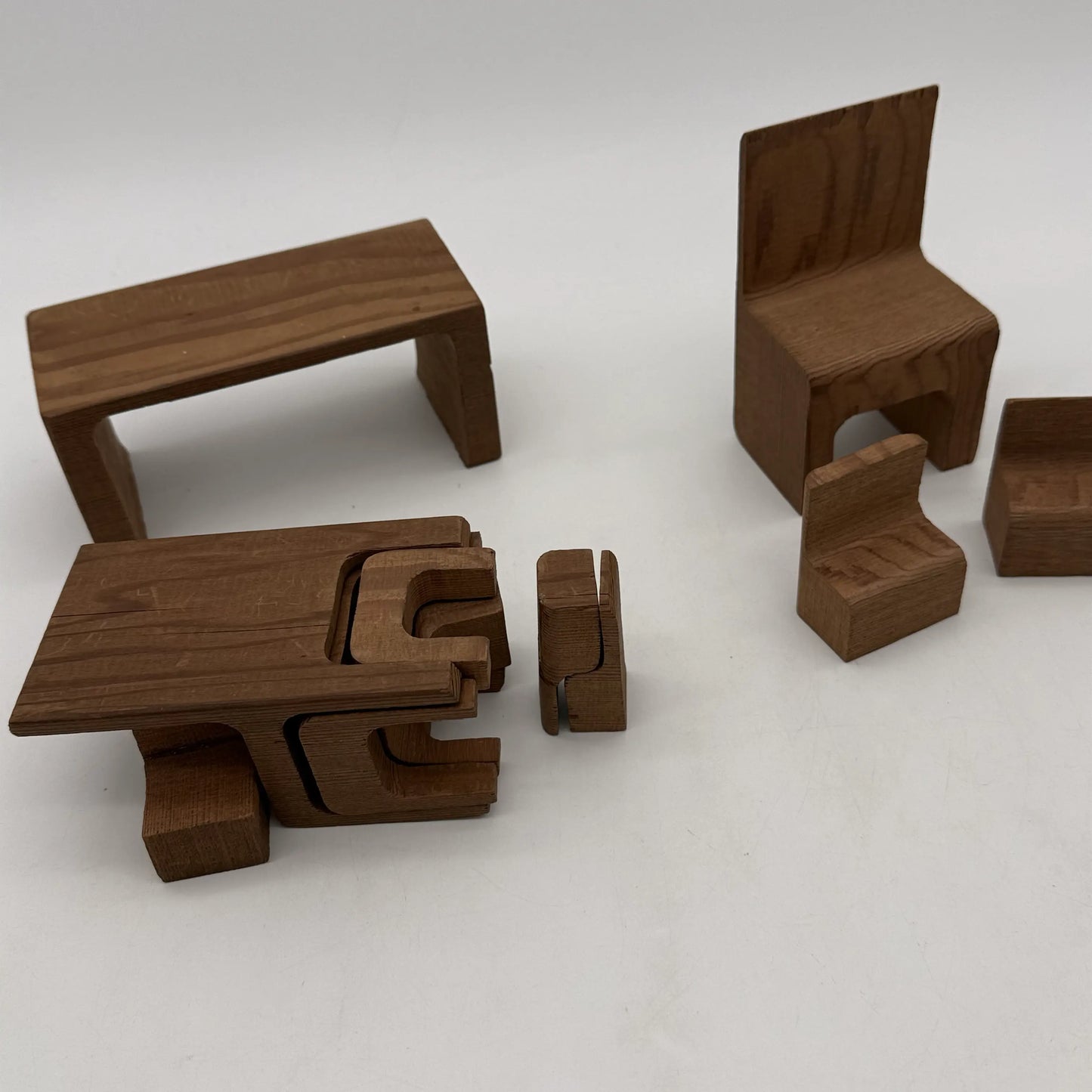 1926 Sesquicentennial Exposition “Tiny Toy” Furniture Puzzle Set made from California Redwood