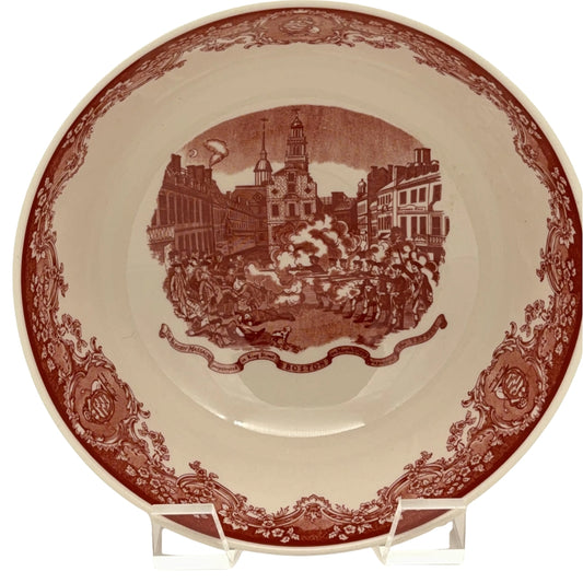 Wedgwood "The Boston Bowl" with Paul Revere's Boston Massacre print in center — In red