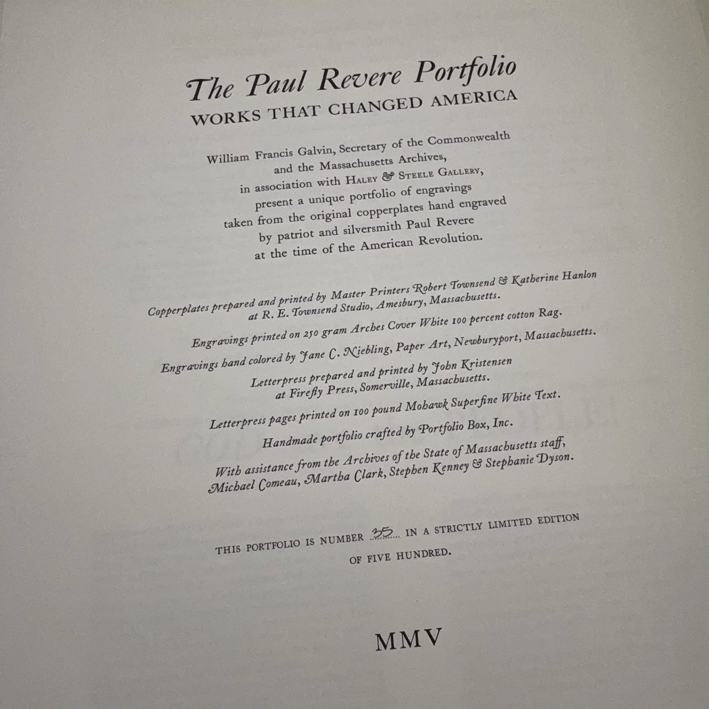 The Paul Revere Portfolio — Framed prints from the original plates — Limited edition — #35