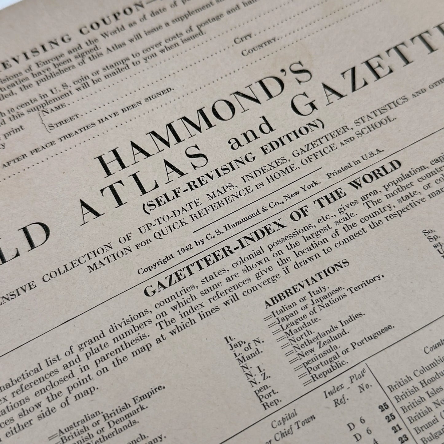 Hammond's Self-Revising World Atlas and Gazetteer—War Edition