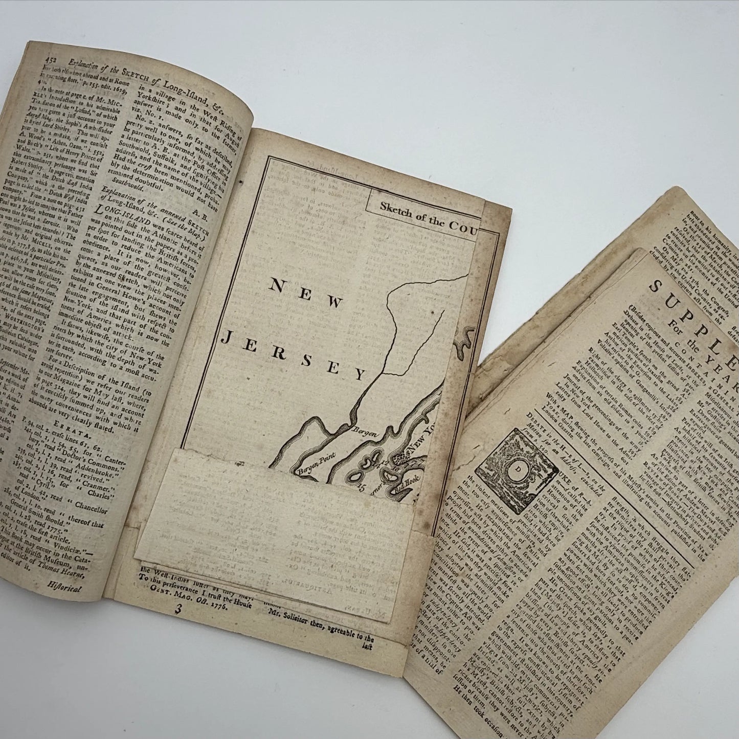 1776 Gentleman's Magazine for October and Supplement for the Year 1776, with folding map Illustrating the late Engagement in Long Island