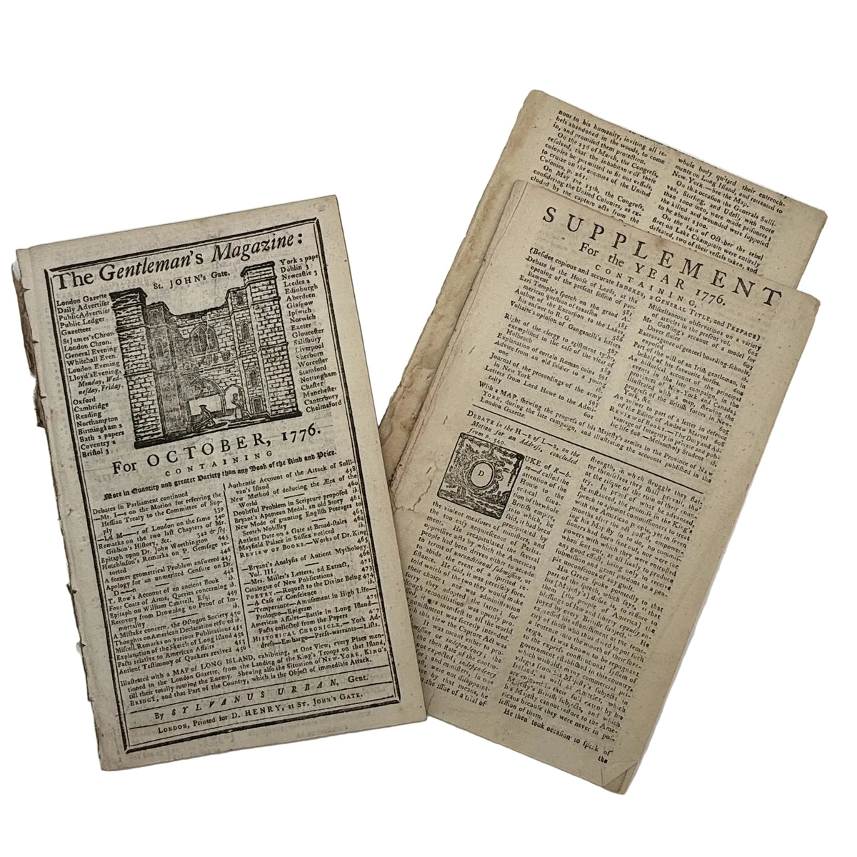 1776 Gentleman's Magazine for October and Supplement for the Year 1776, with folding map Illustrating the late Engagement in Long Island