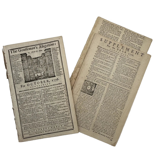 1776 Gentleman's Magazine for October and Supplement for the Year 1776, with folding map Illustrating the late Engagement in Long Island