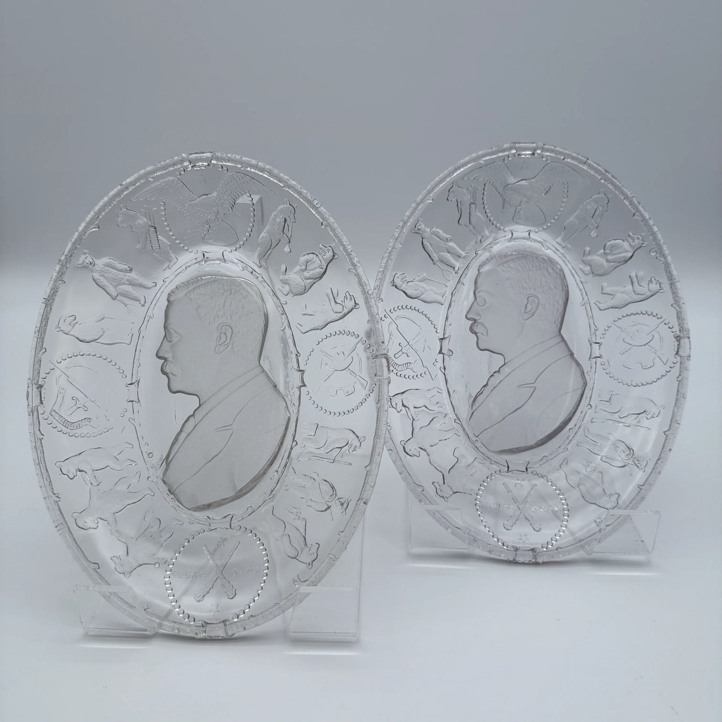 Teddy Roosevelt Portrait "A Square Deal" Oval plates — c. 1904