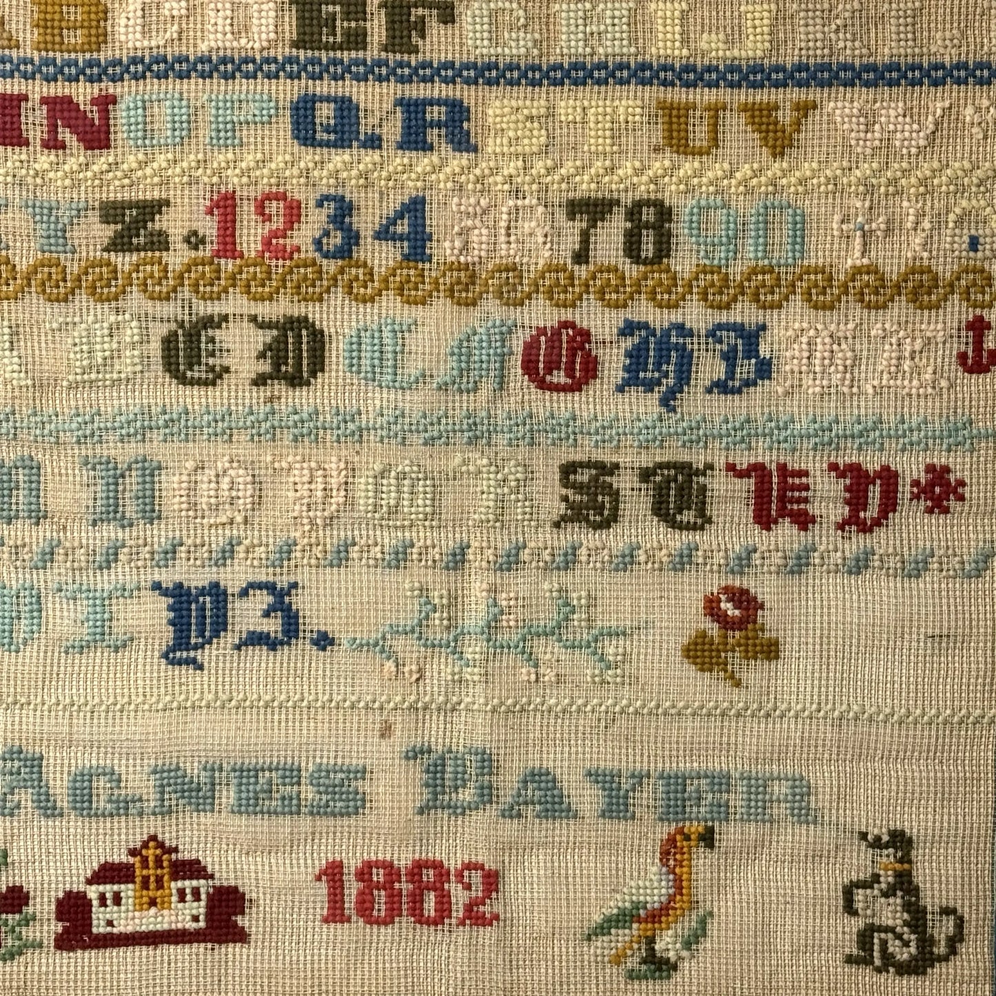 19th-Century "Agnes Bayer" Sampler — Framed