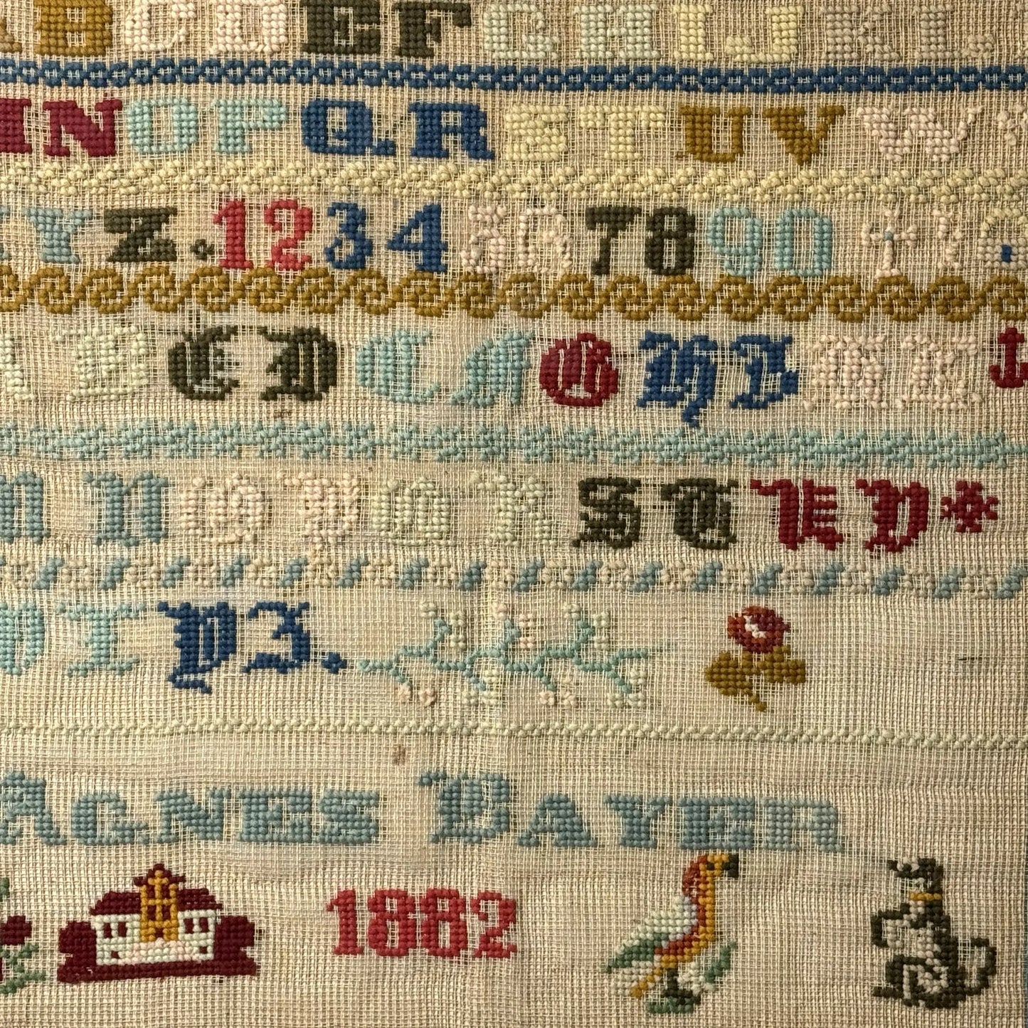 19th-Century "Agnes Bayer" Sampler — Framed