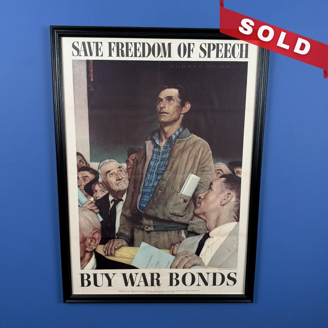 Original WWII poster — 1943 "Save Freedom of Speech - Buy War Bonds"