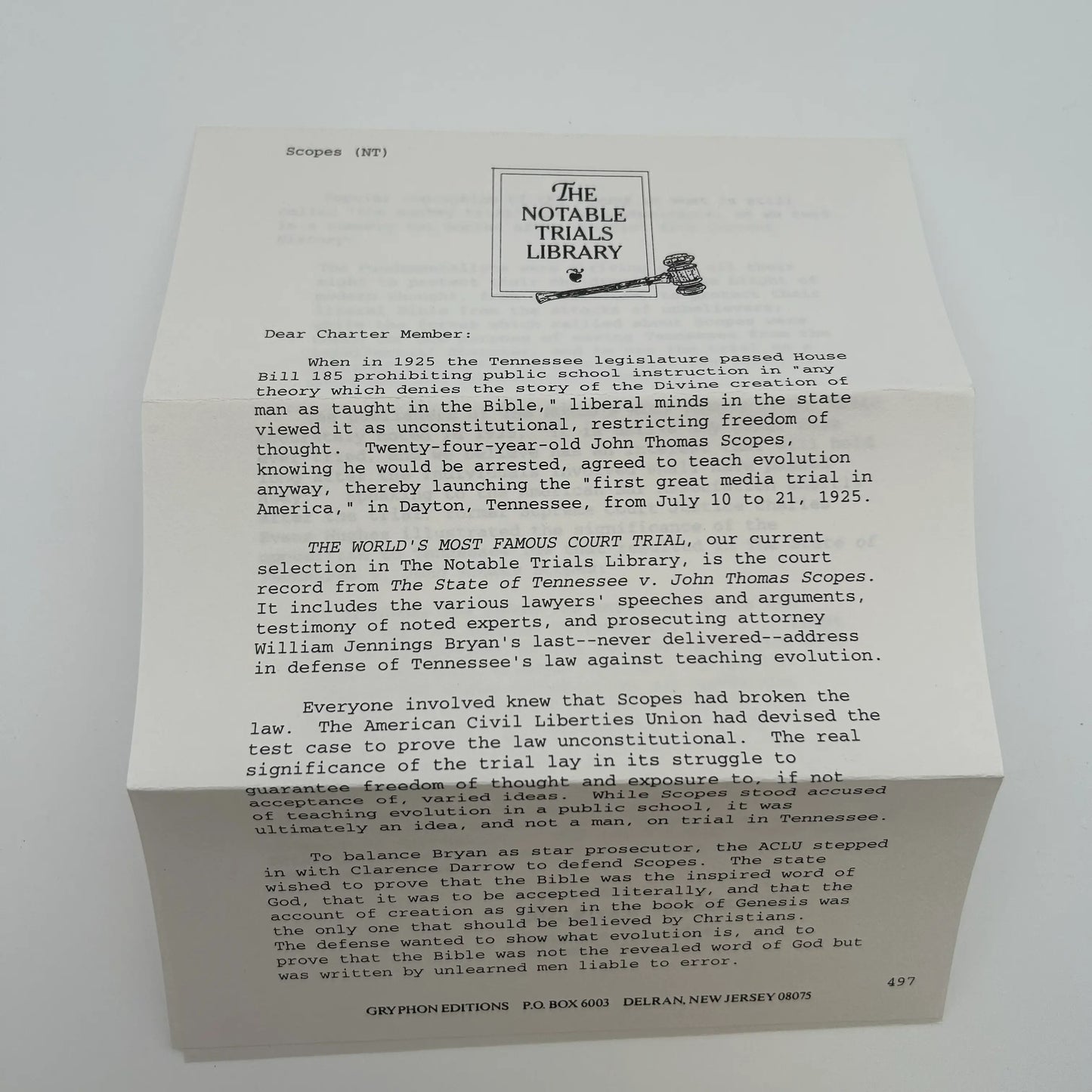 "The Scopes Trial" — The Notable Trials Library Special Edition