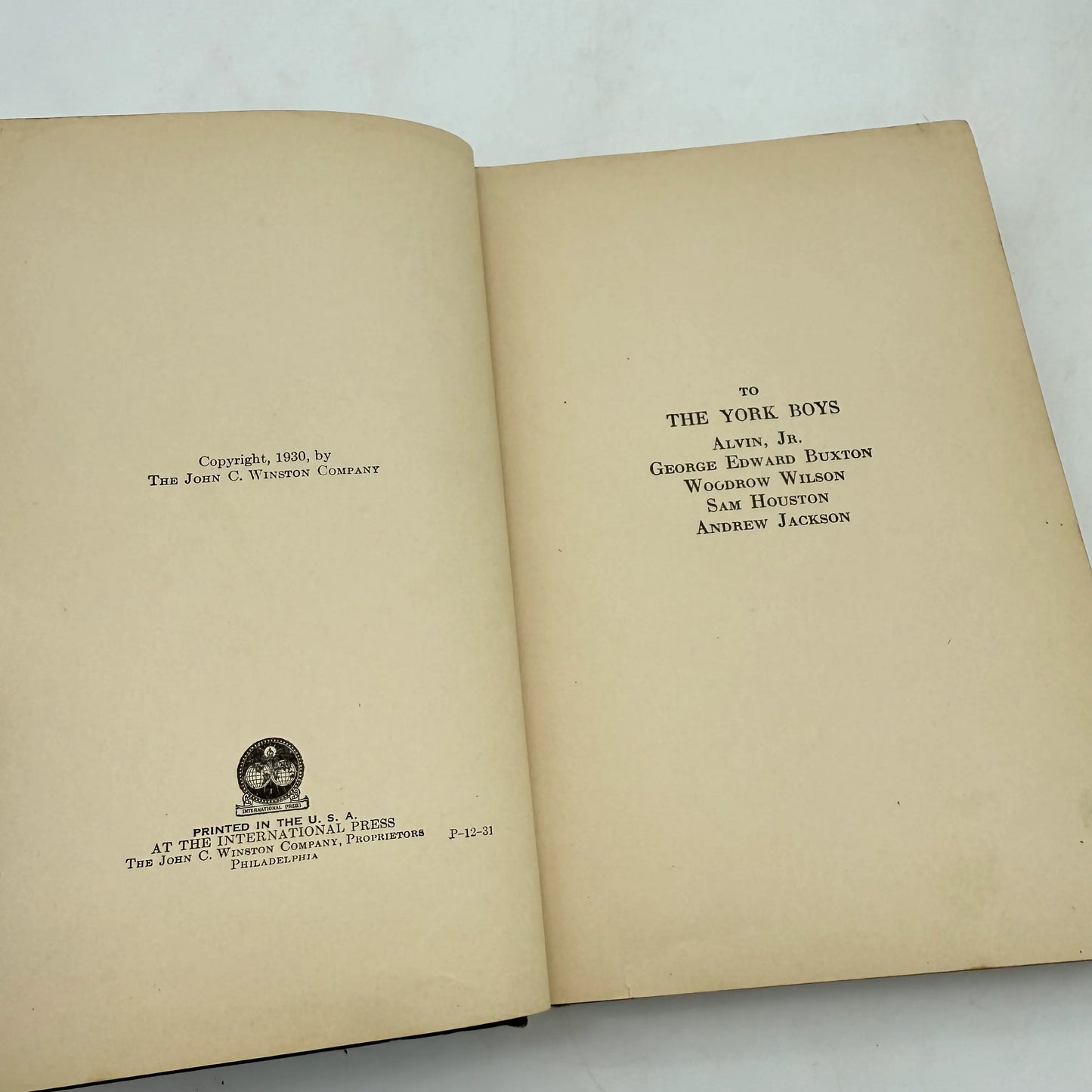 "Sergeant York — Last of the Long Hunters" by Tom Skeyhill — 1930