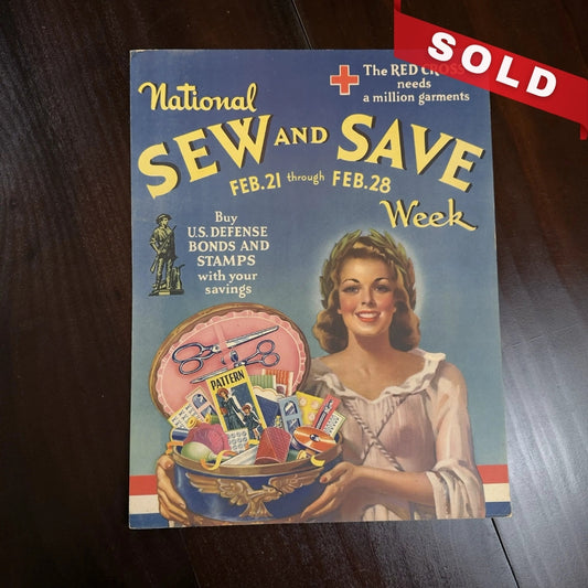 WWII Defense Bond Poster — "National Sew and Save Week"