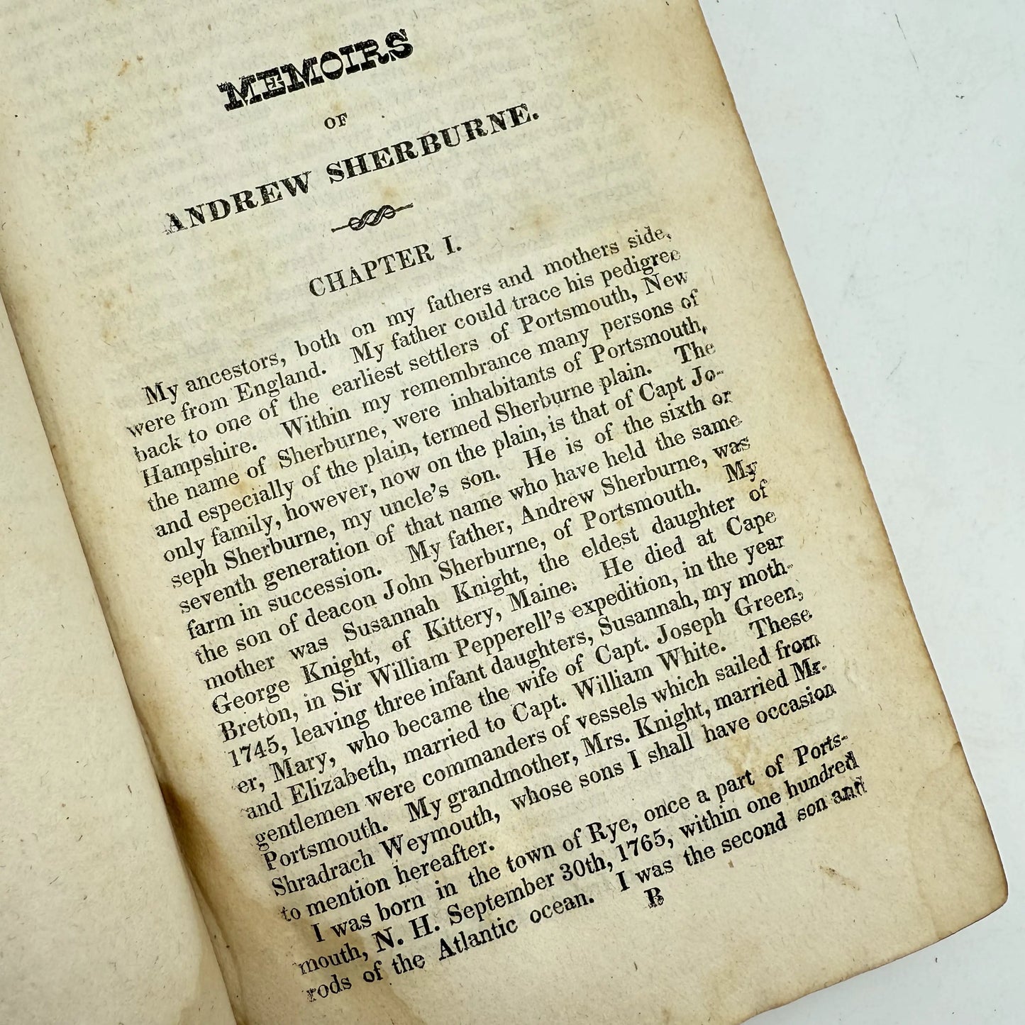 “Memoirs of Andrew Sherburne” — Revolutionary War soldier — 1828