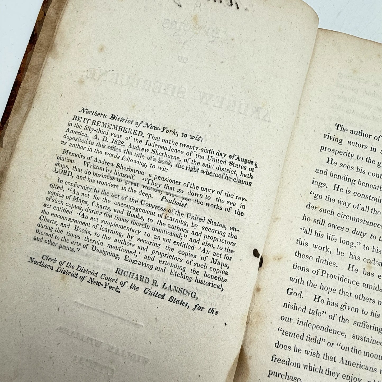 “Memoirs of Andrew Sherburne” — Revolutionary War soldier — 1828