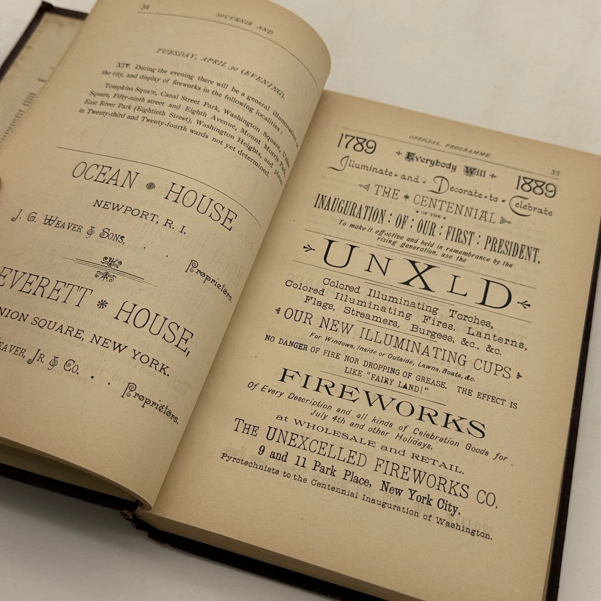 "Souvenir and Official Programme Book of the Centennial Celebration of the Inauguration of George Washington" by John Alden — 1889