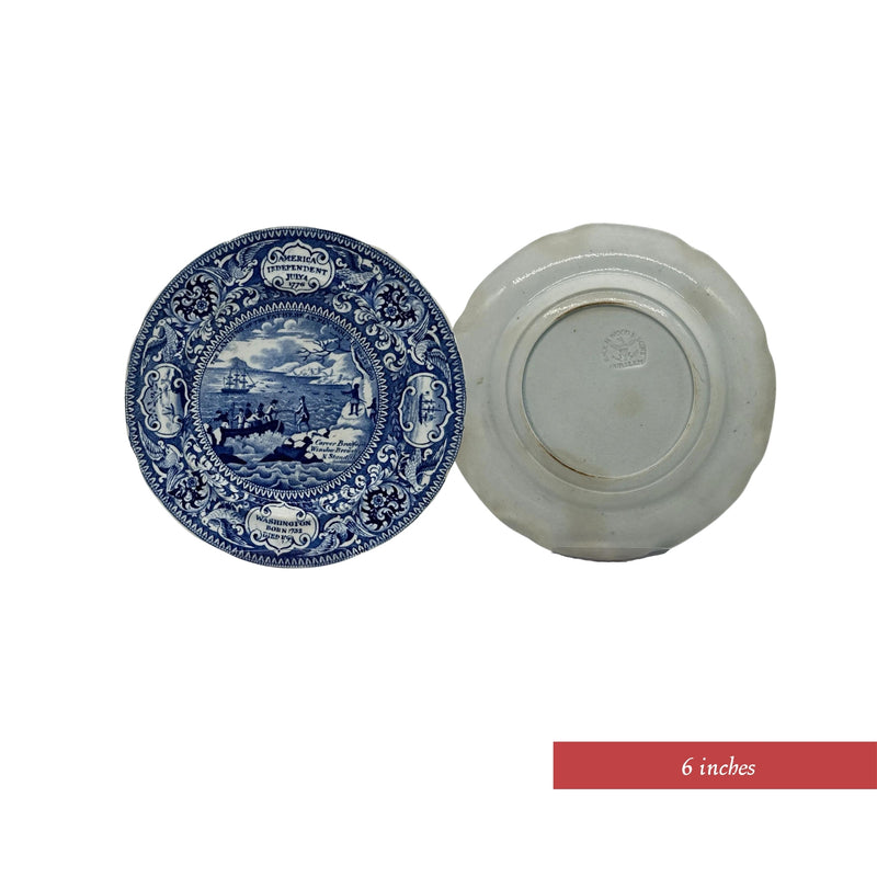 Historical Staffordshire blue plates c1825 commemorating the