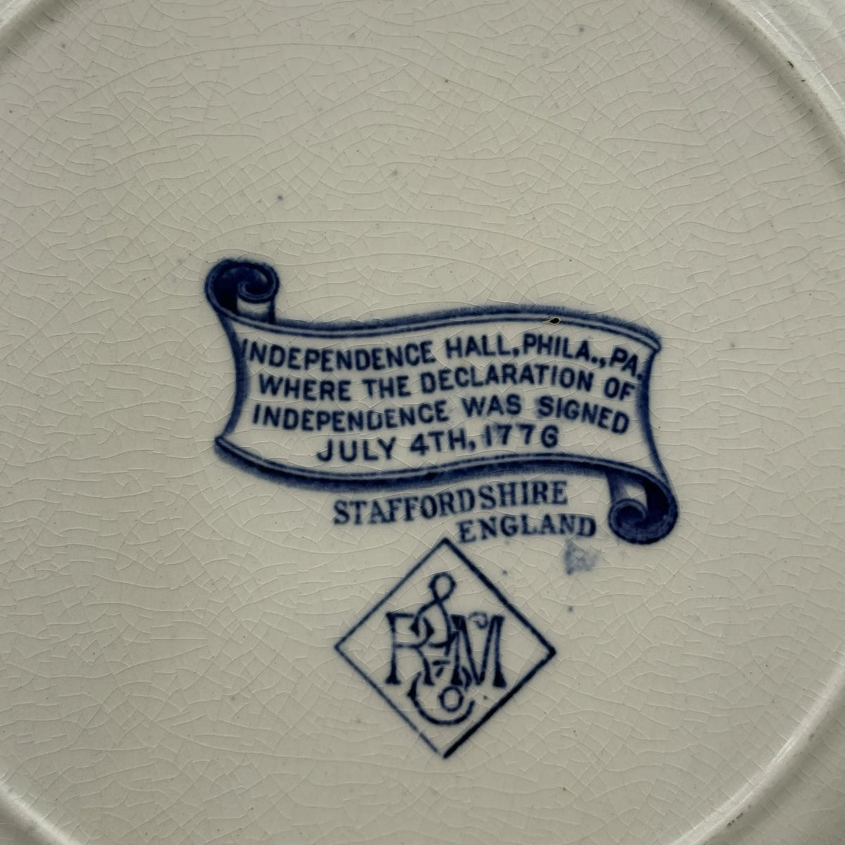 Independence Hall Staffordshire Plate