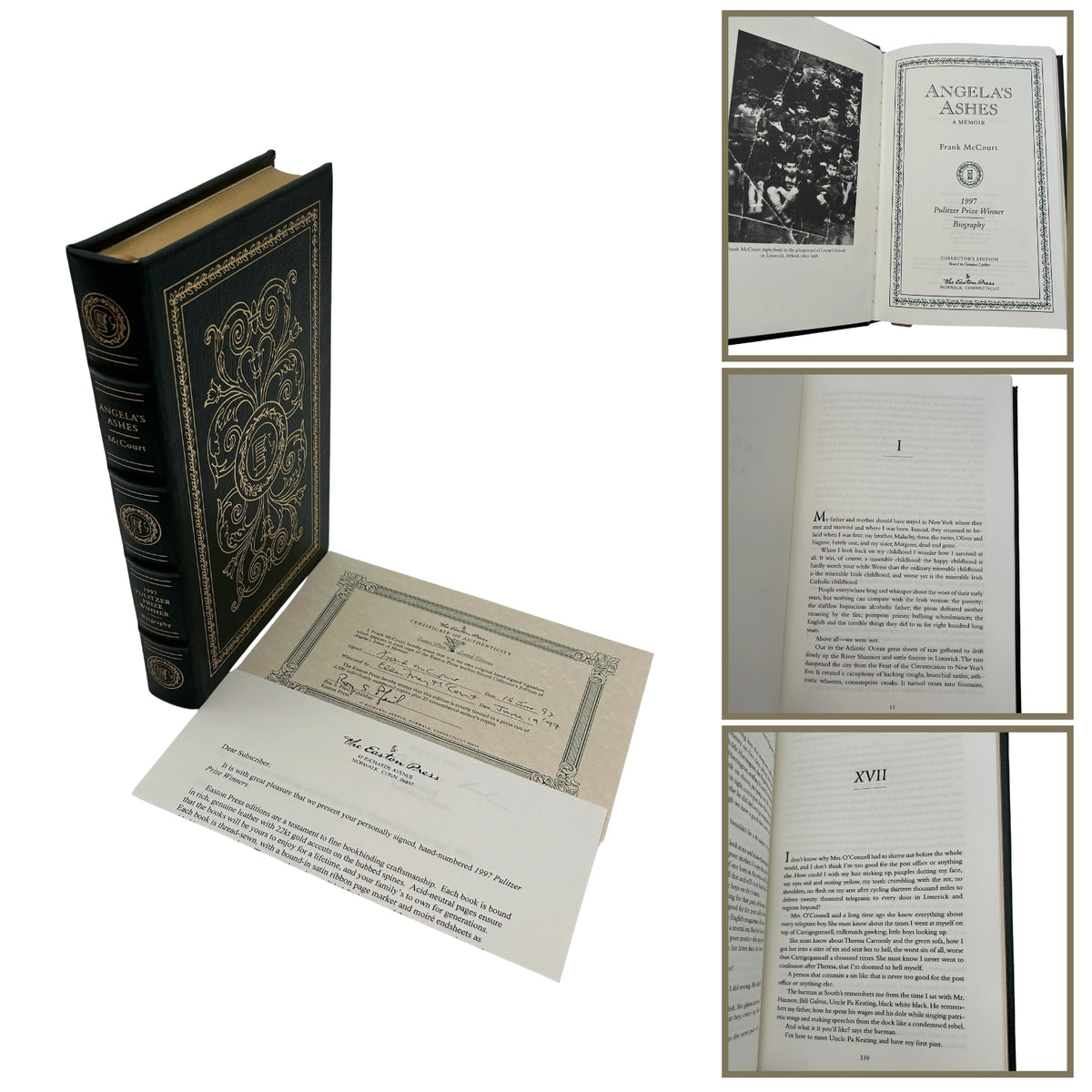 "Angela's Ashes" Signed by author, Frank McCourt - Leather-bound, gilt-edged Easton Press edition