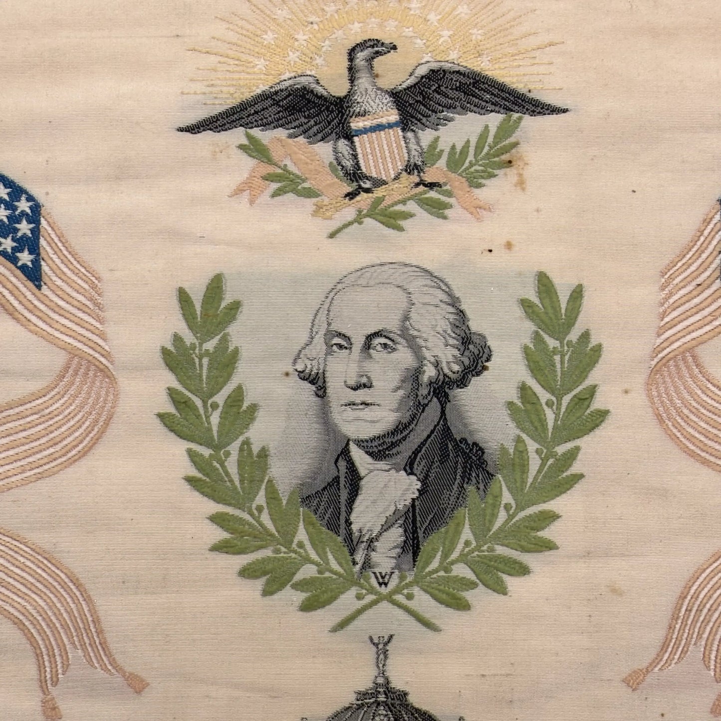 Large 1876 Centennial Exposition Stevengraph with George Washington — Framed