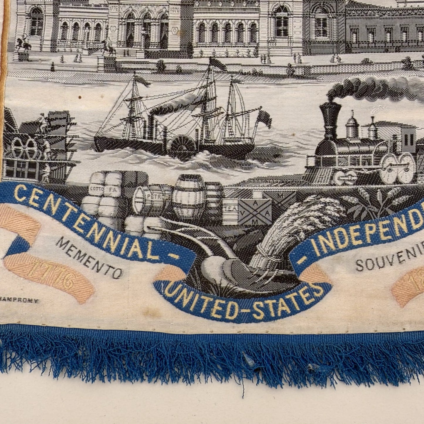 Large 1876 Centennial Exposition Stevengraph with George Washington — Framed