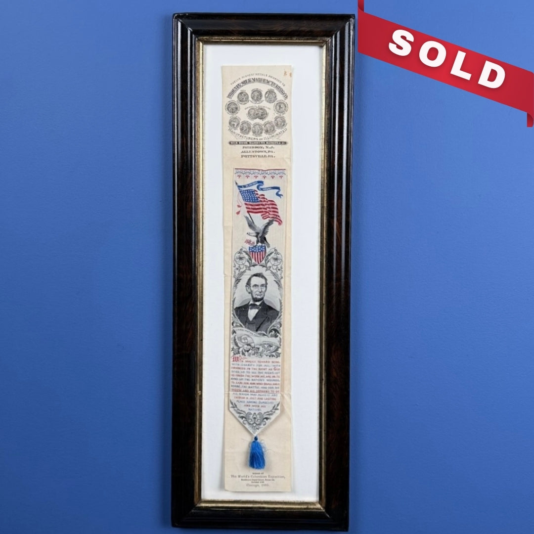 Abraham Lincoln "The Worlds Columbian Expedition" Stevengraph— Matted and Framed
