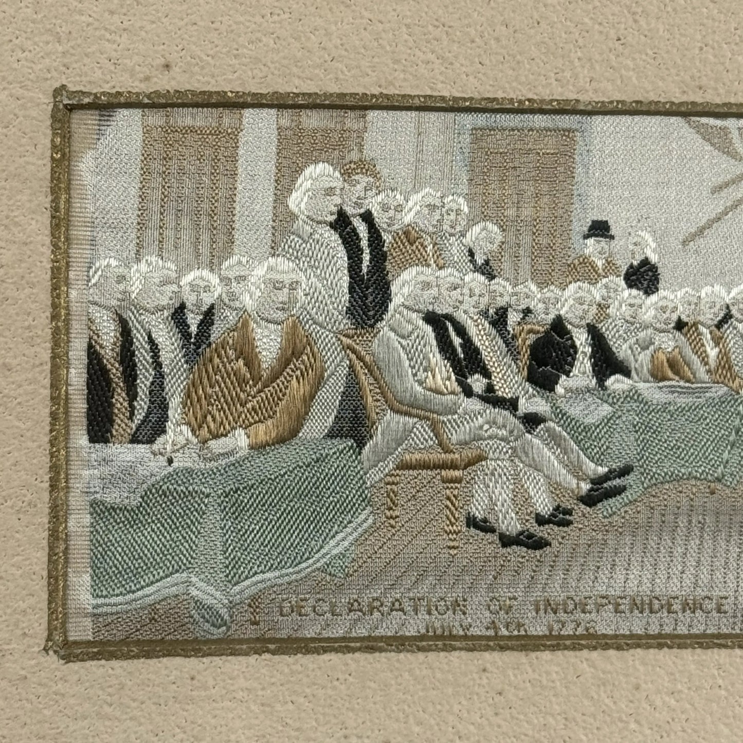 John Trumbull's "Declaration of Independence" Stevengraph woven at the Columbian Exposition in 1893 — Framed