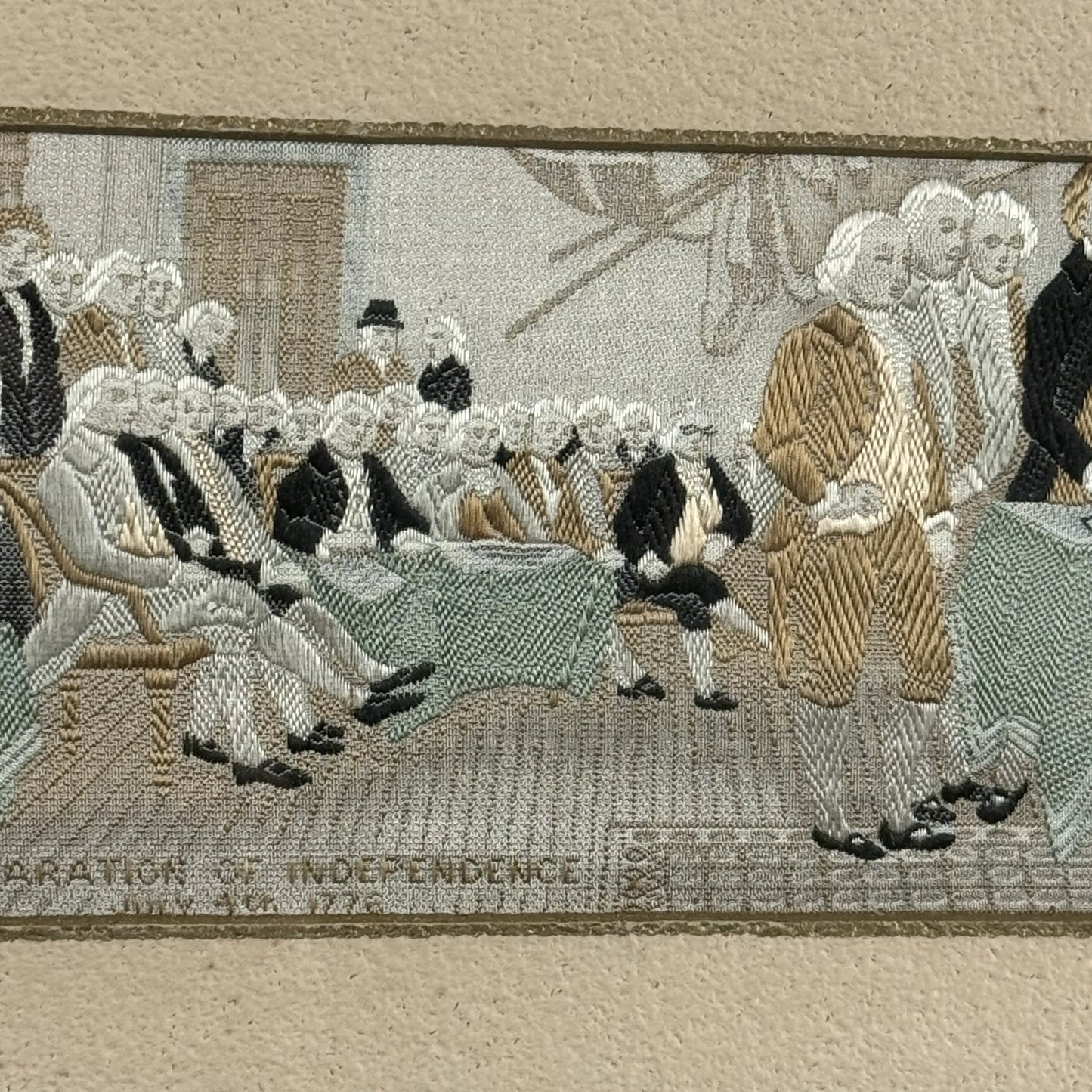 John Trumbull's "Declaration of Independence" Stevengraph woven at the Columbian Exposition in 1893 — Framed