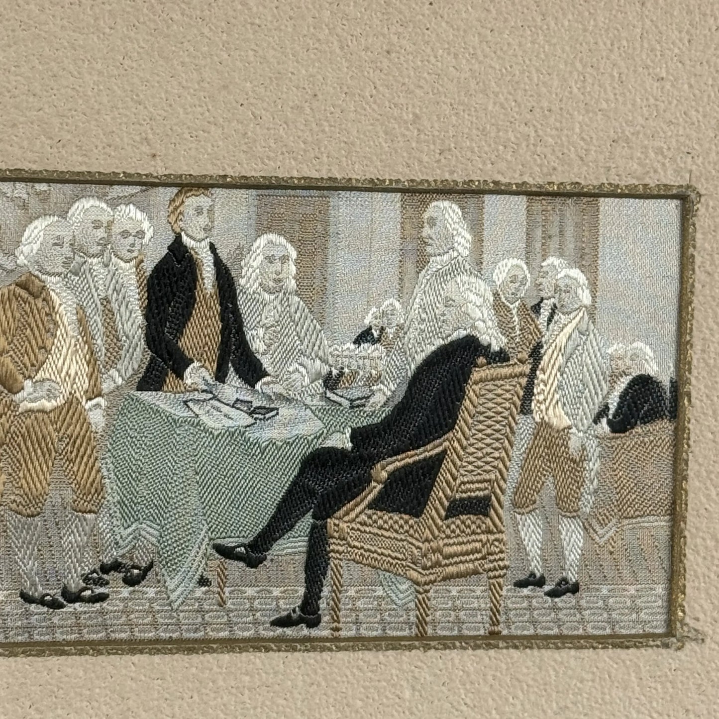 John Trumbull's "Declaration of Independence" Stevengraph woven at the Columbian Exposition in 1893 — Framed
