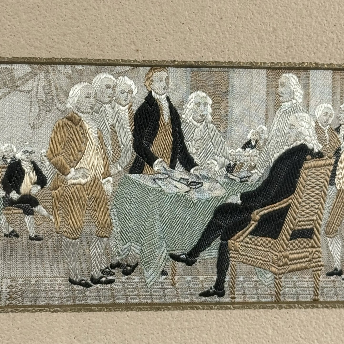 John Trumbull's "Declaration of Independence" Stevengraph woven at the Columbian Exposition in 1893 — Framed
