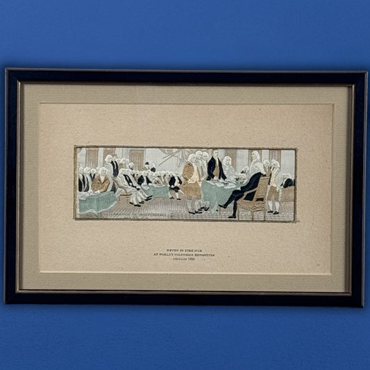 John Trumbull's "Declaration of Independence" Stevengraph woven at the Columbian Exposition in 1893 — Framed