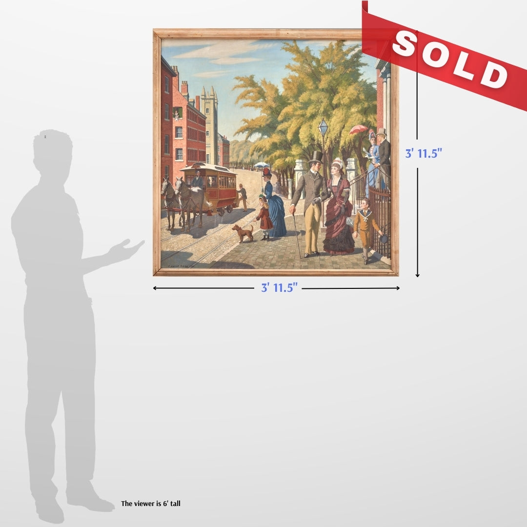 Large painting — "A Sunday Morning at the Corner of Park and Tremont Streets, 1885" — A. Lassell Ripley