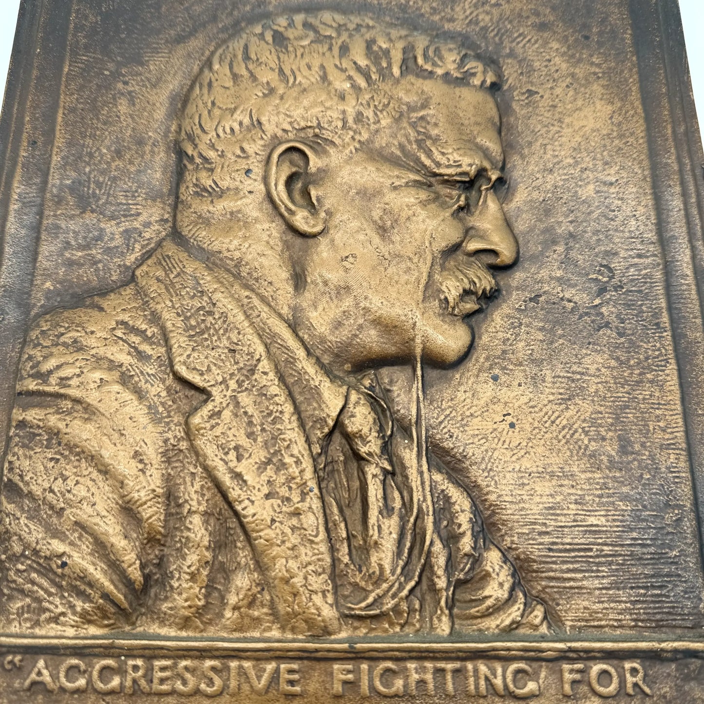 Roosevelt Plaque  — “Aggressive fighting for the right is the greatest sport the world affords” — 1920