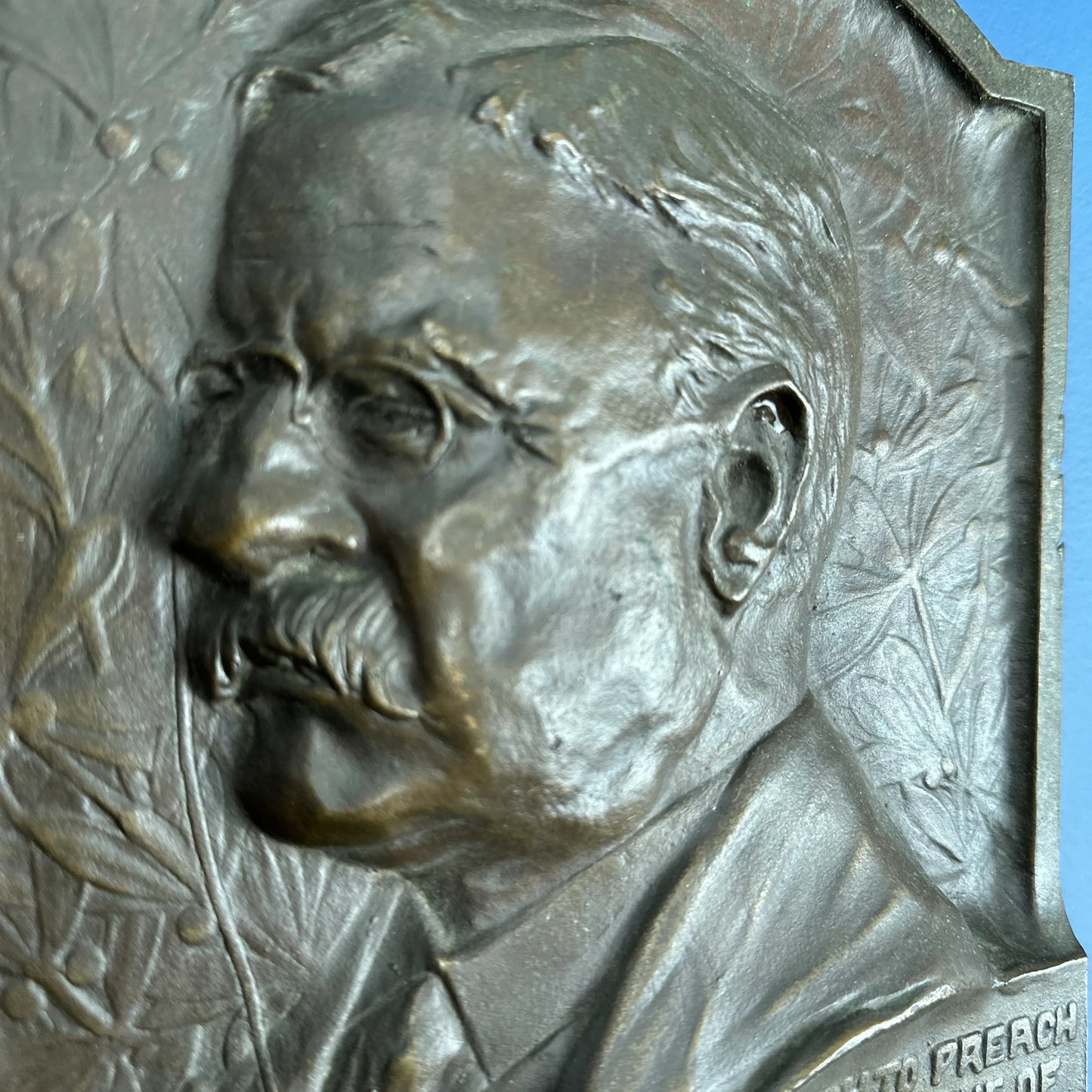 Teddy Roosevelt Bronze Plaque — The Strenuous Life — c. 1910