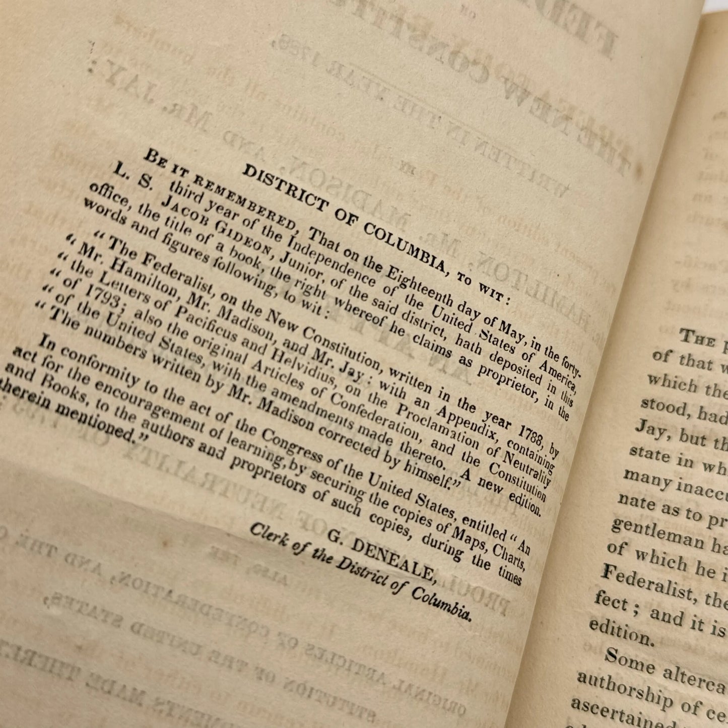 1826 "The Federalist, on the New Constitution" — Beautifully, rebound, with pages in excellent condition