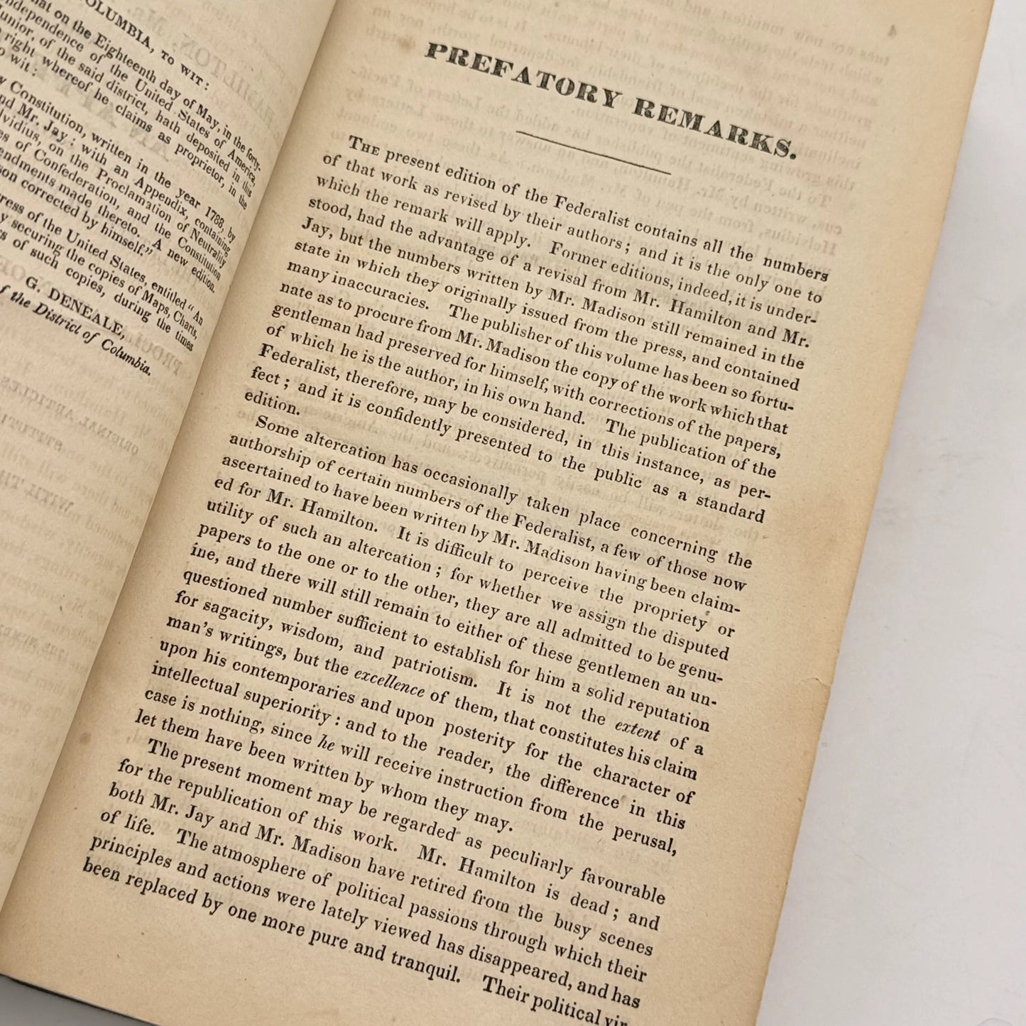 1826 "The Federalist, on the New Constitution" — Beautifully, rebound, with pages in excellent condition