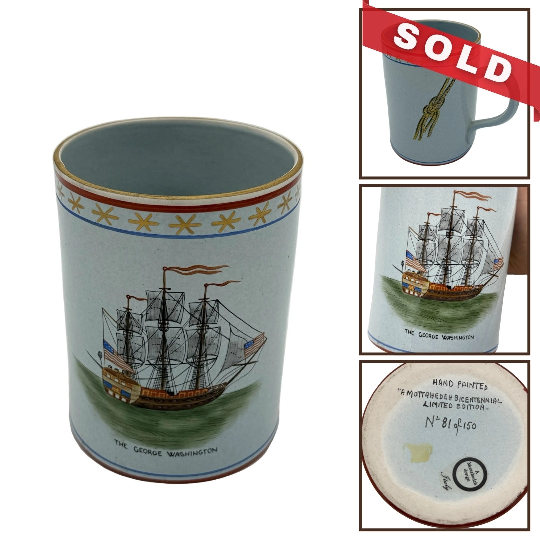 Hand-painted limited edition mug from Mottahedeh with picture of The George Washington — #81 of 150
