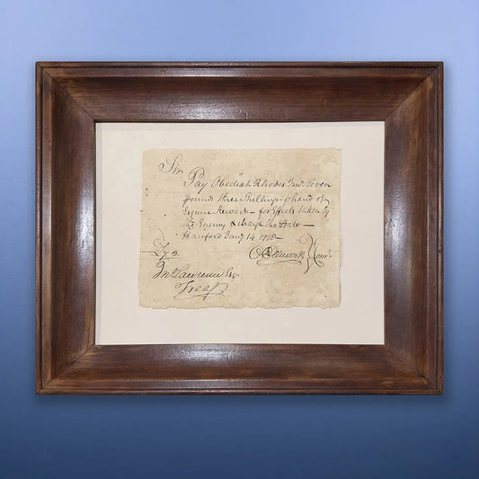 1778 handwritten document to pay for items taken "by the enemy" — Signed by future Chief Justice Oliver Ellsworth