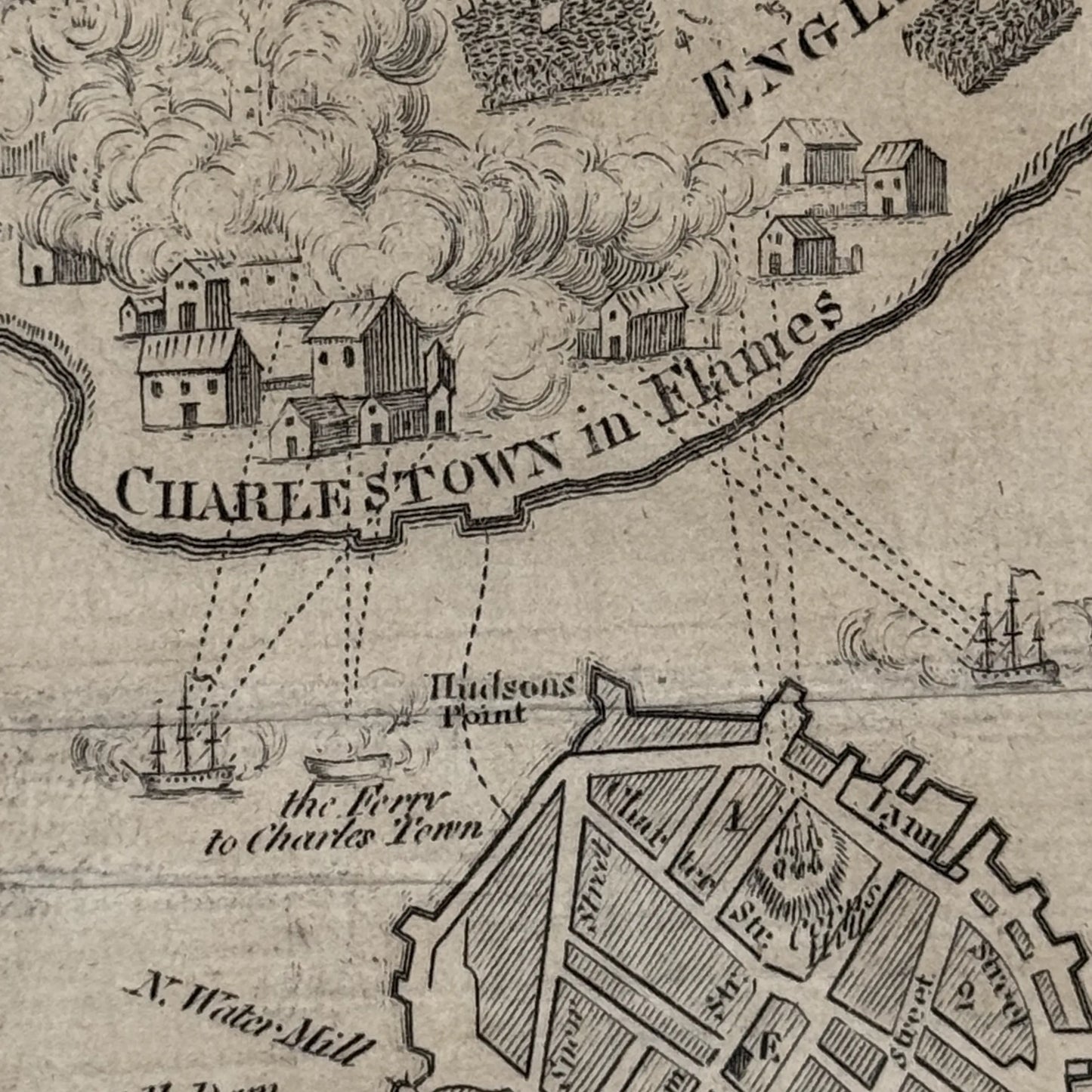 1778 plan of the town of Boston with the Attack on Bunkers-Hill in the Peninsula of Charlestown the 17th of June, 1775 — Framed