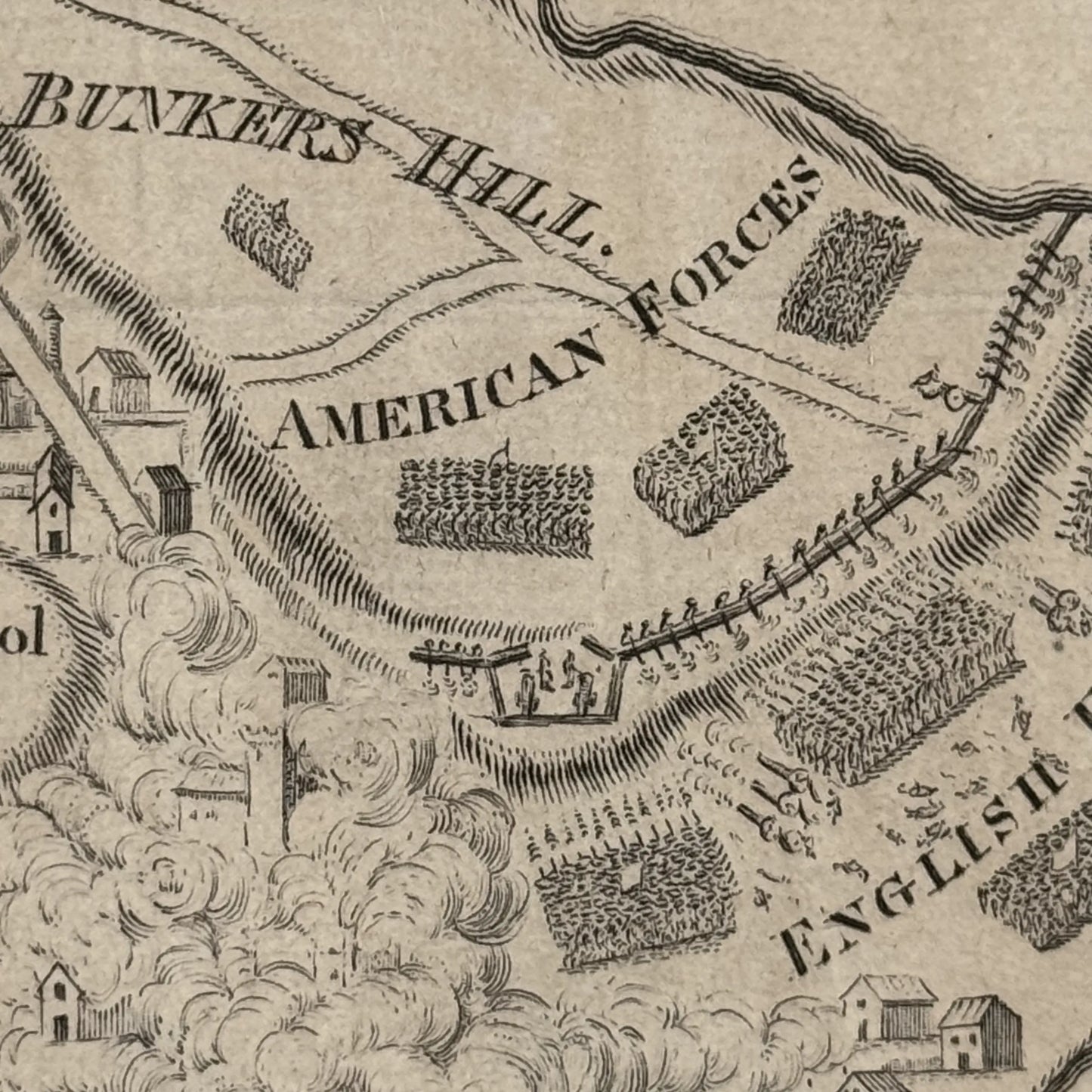 1778 plan of the town of Boston with the Attack on Bunkers-Hill in the Peninsula of Charlestown the 17th of June, 1775 — Framed
