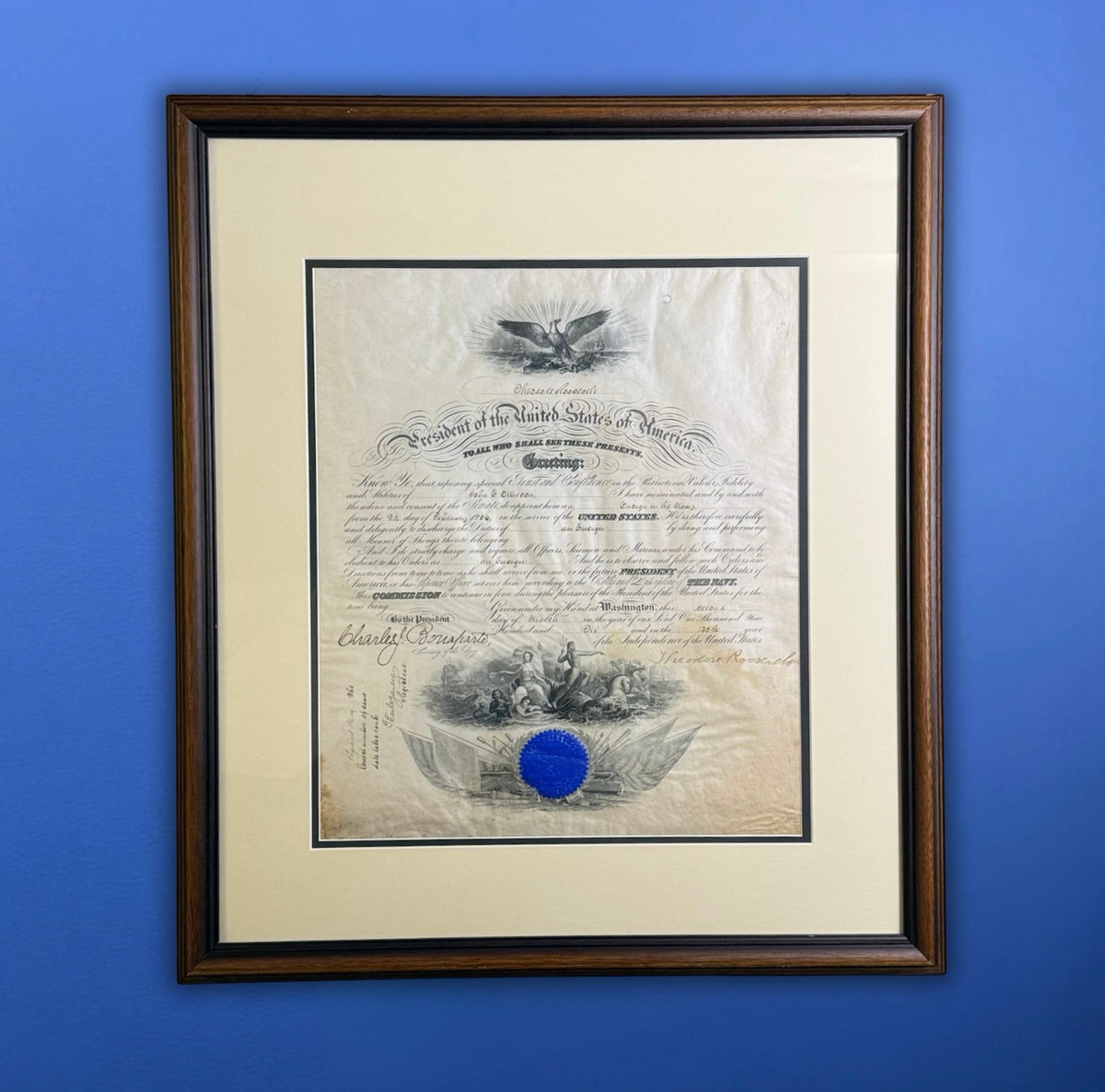 U.S. Navy Appointment Signed by President Theodore Roosevelt — 1906