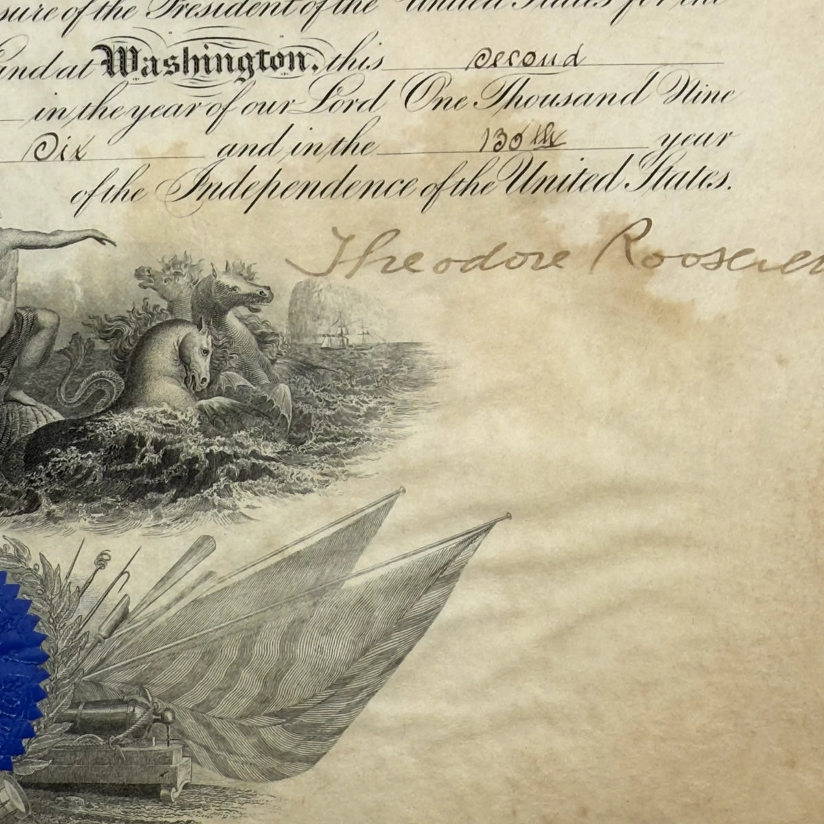 U.S. Navy Appointment Signed by President Theodore Roosevelt — 1906