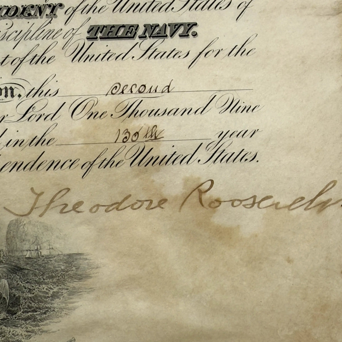 U.S. Navy Appointment Signed by President Theodore Roosevelt — 1906