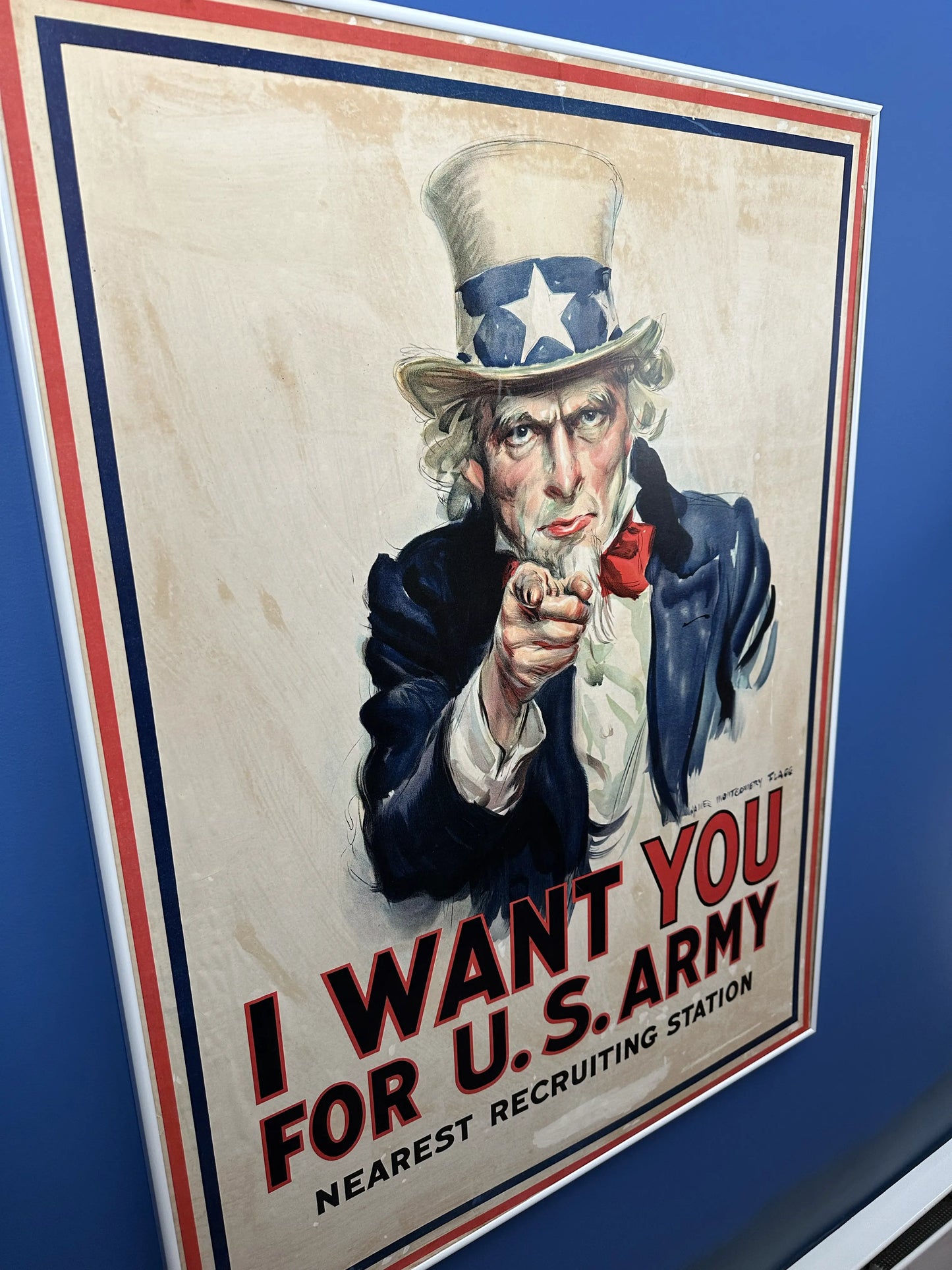 Original 1917 WWI recruiting poster — "I Want You" — Framed