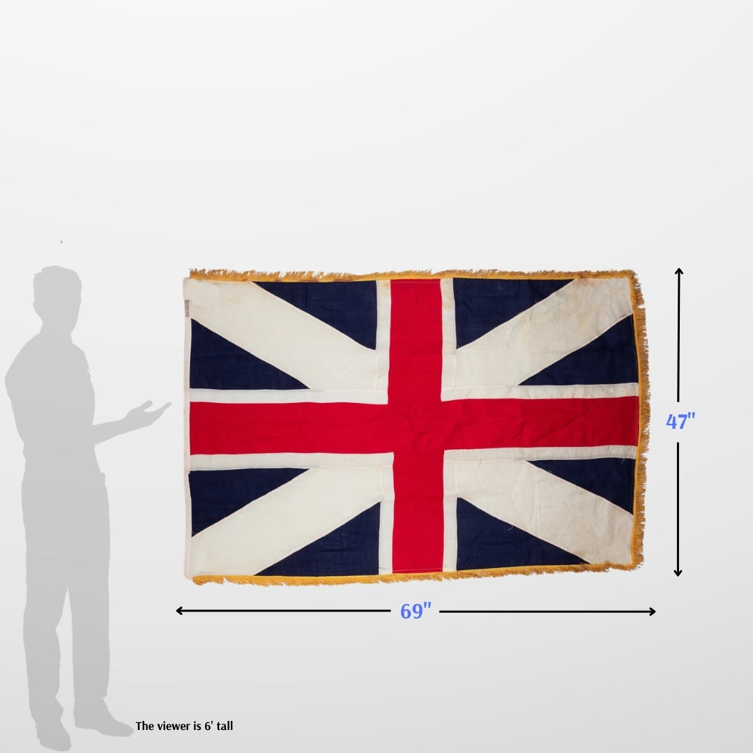 Union Jack display flag with gold fringe — Wool — 47" x 69" — Made by Annin