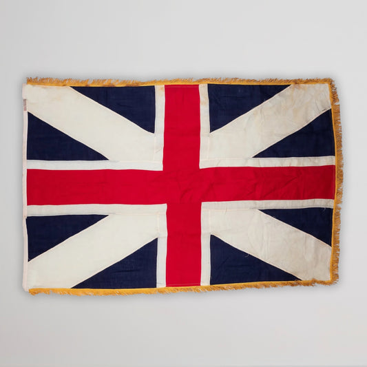 Union Jack display flag with gold fringe — Wool — 47" x 69" — Made by Annin