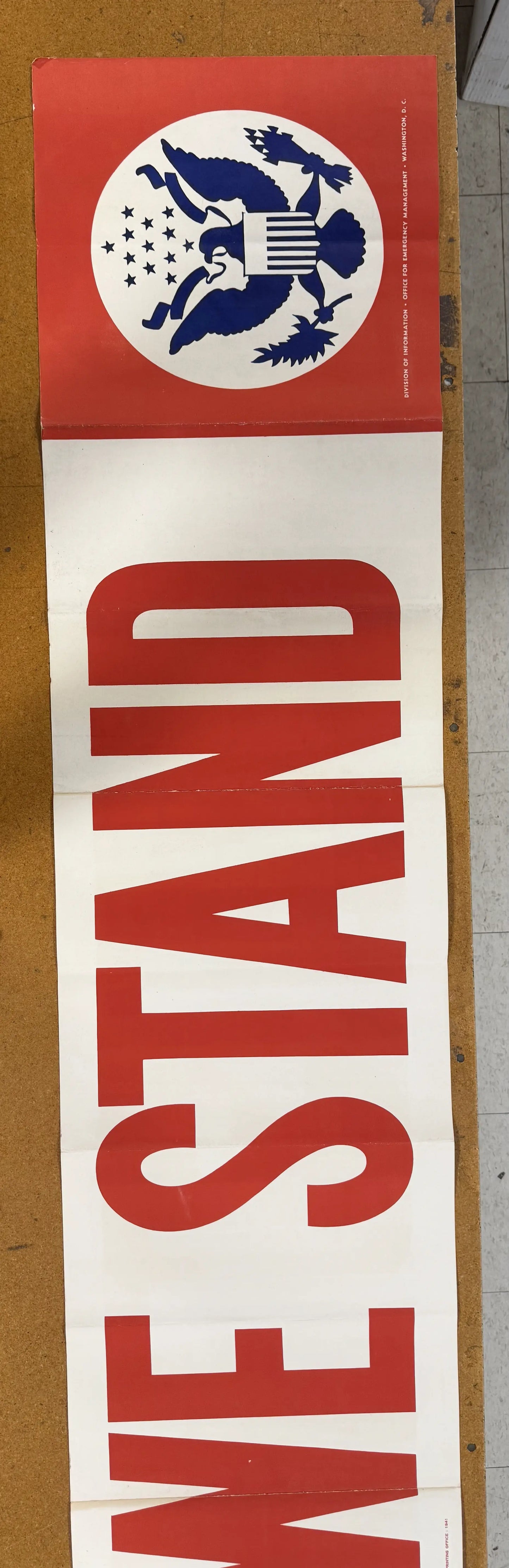 "United We Stand" Banner — 10 foot wide banner — 1941