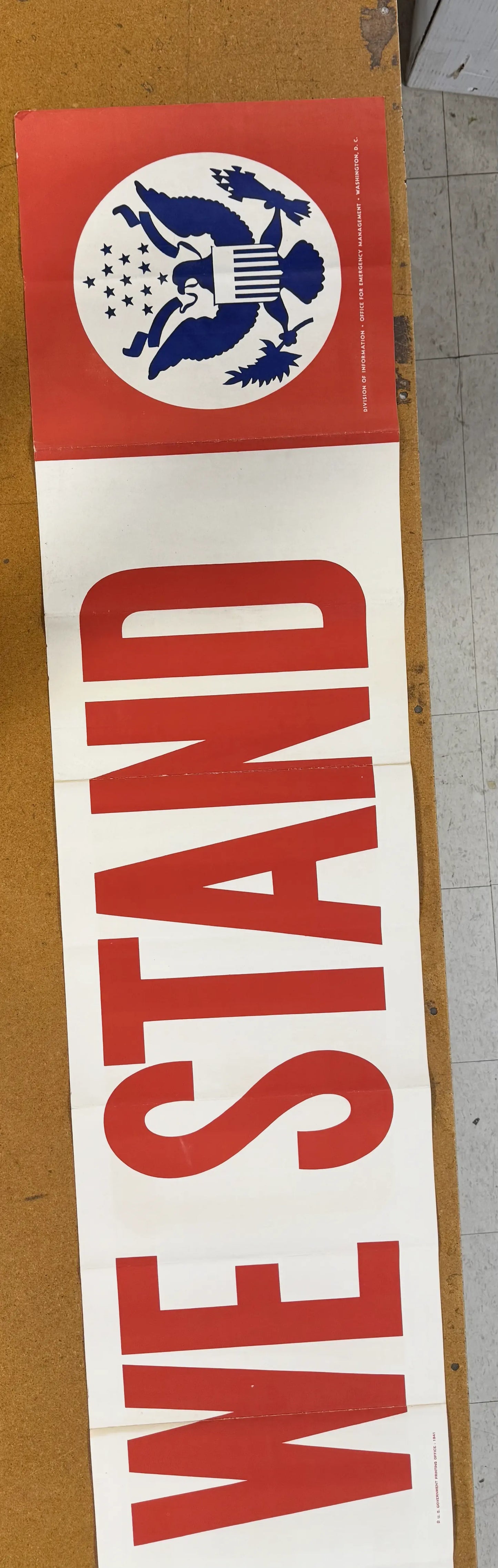 "United We Stand" Banner — 10 foot wide banner — 1941