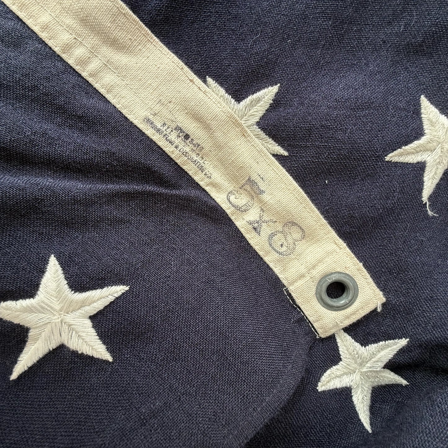 48 Star Wool Flag with sewn stripes and embroidered stars — 5’ x 8’