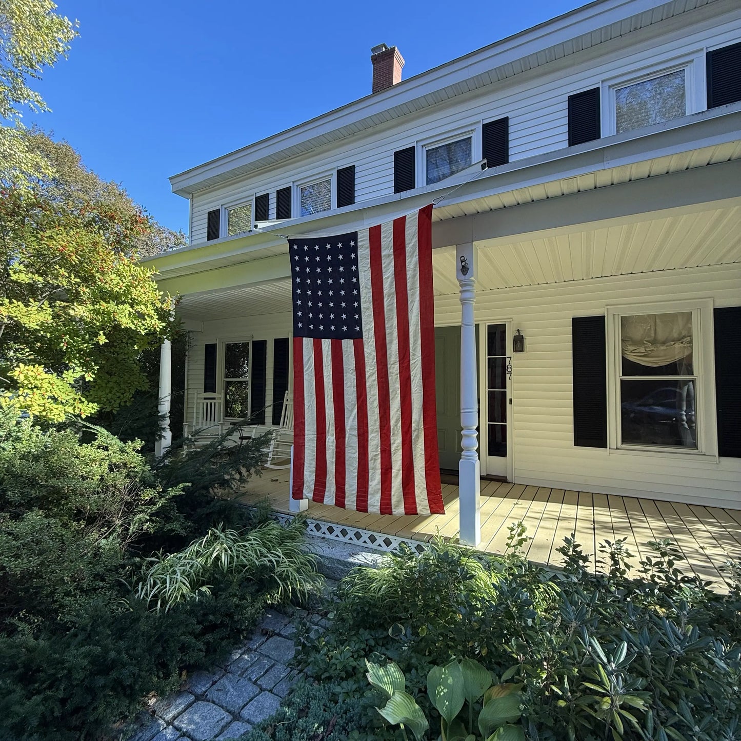 48 Star Wool Flag with sewn stripes and embroidered stars — 5’ x 8’